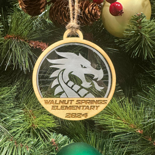 Walnut Springs Elementary Dragon Logo Ornament 2024