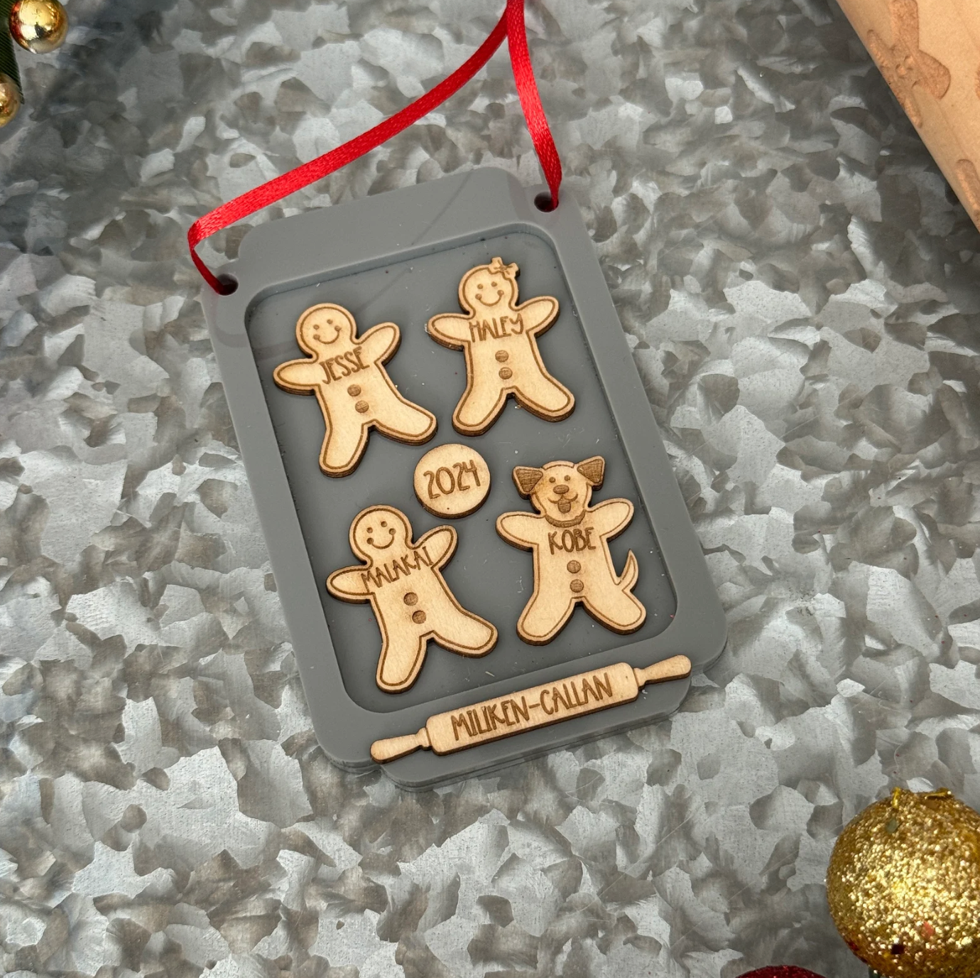 Custom Gingerbread Family Christmas Ornament 2024 - Personalized Holiday Keepsake