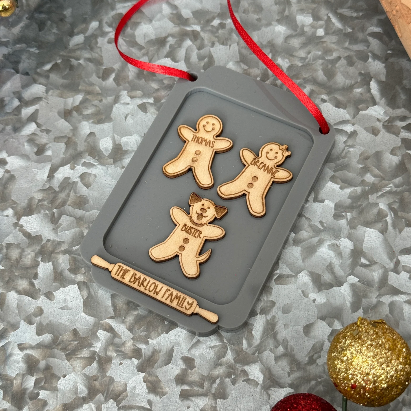 Custom Gingerbread Family Christmas Ornament 2024 - Personalized Holiday Keepsake