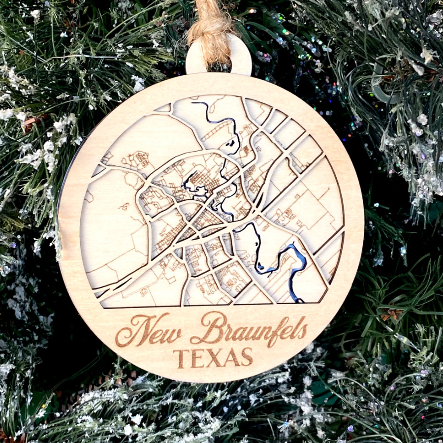 New Braunfels City Map Ornament